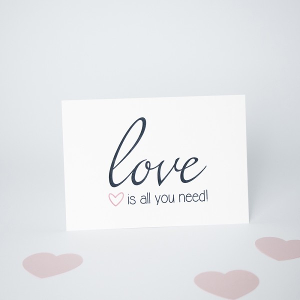 Postkarte letterpress „love is all you need“