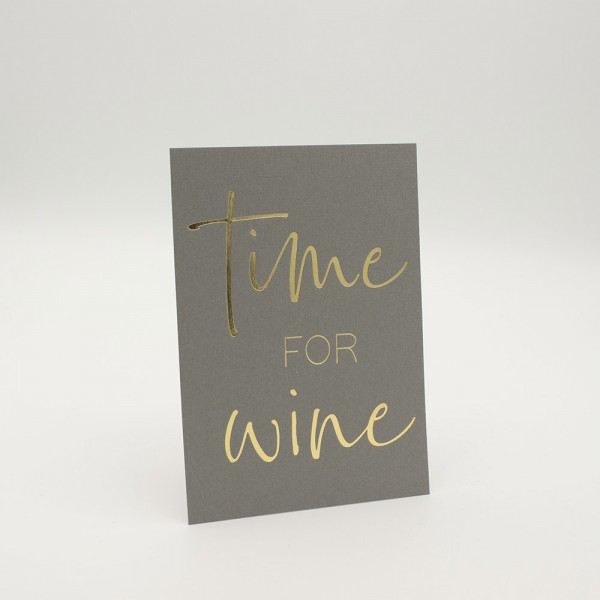 Postkarte „Time for Wine“ grau